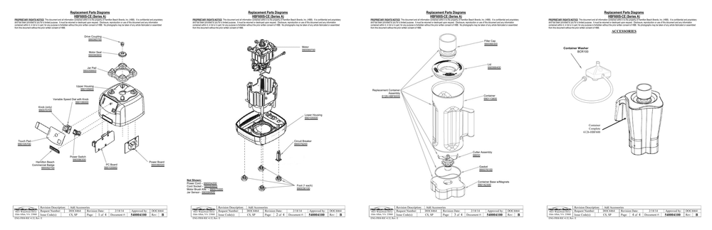 Diagram Diagram and Parts List for HBF600S-CE  Hamilton Beach Blender
